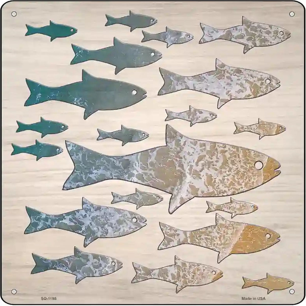 School of Fish Novelty Metal Square Sign