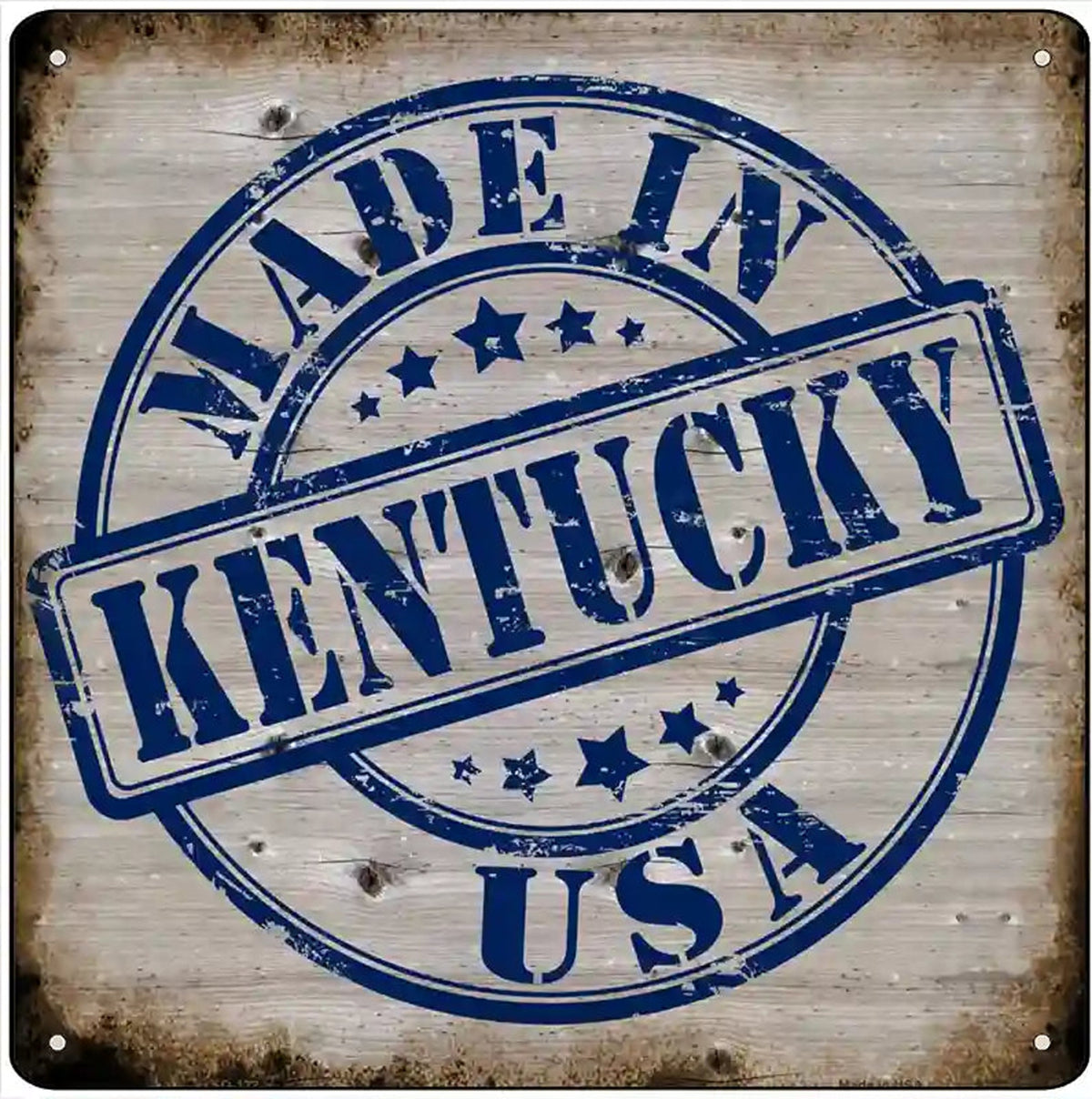 Kentucky Stamp On Wood Novelty Metal Square Sign