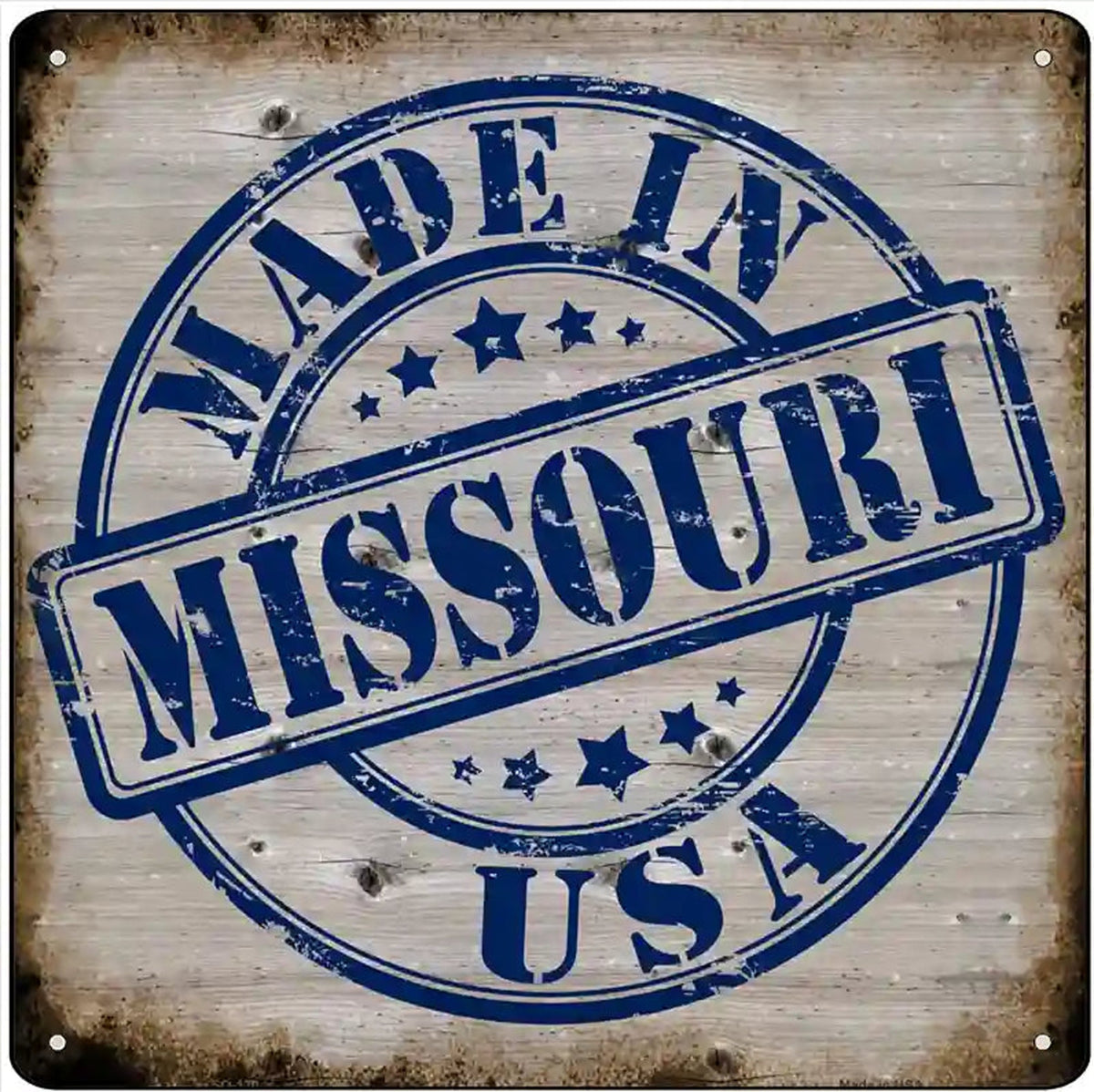 Missouri Stamp On Wood Novelty Metal Square Sign