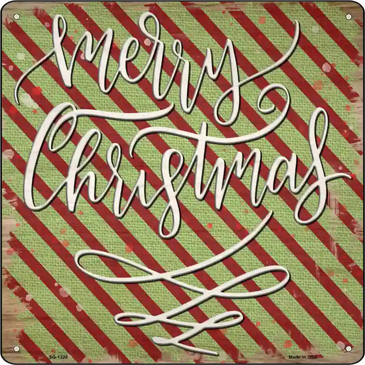 Merry Christmas Red and Green Novelty Metal Square Sign