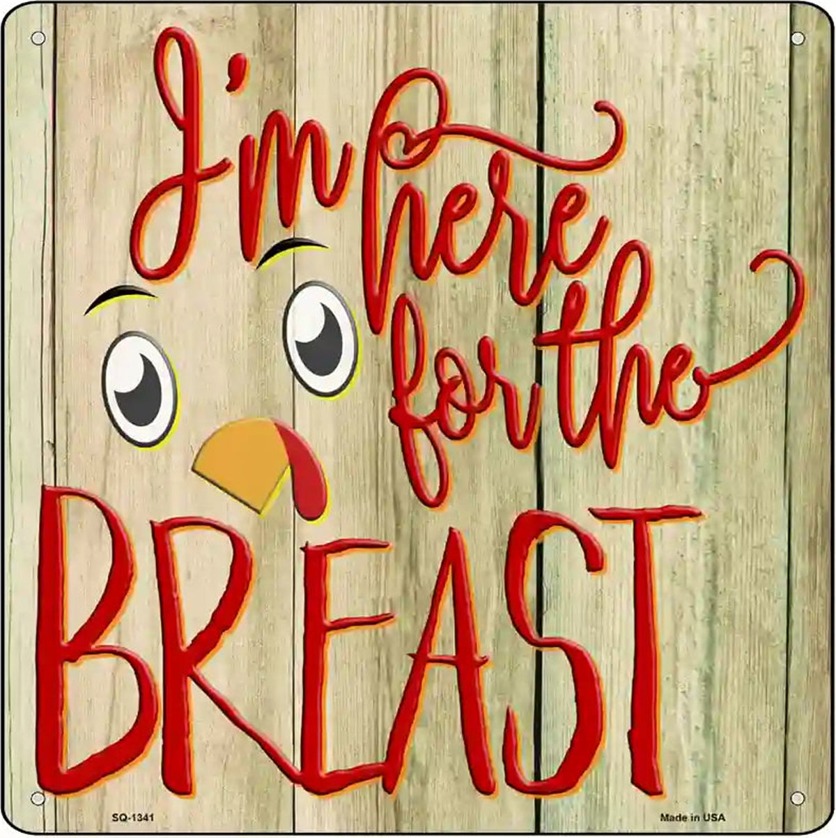 Im Here for the Breast Novelty Metal Square Sign