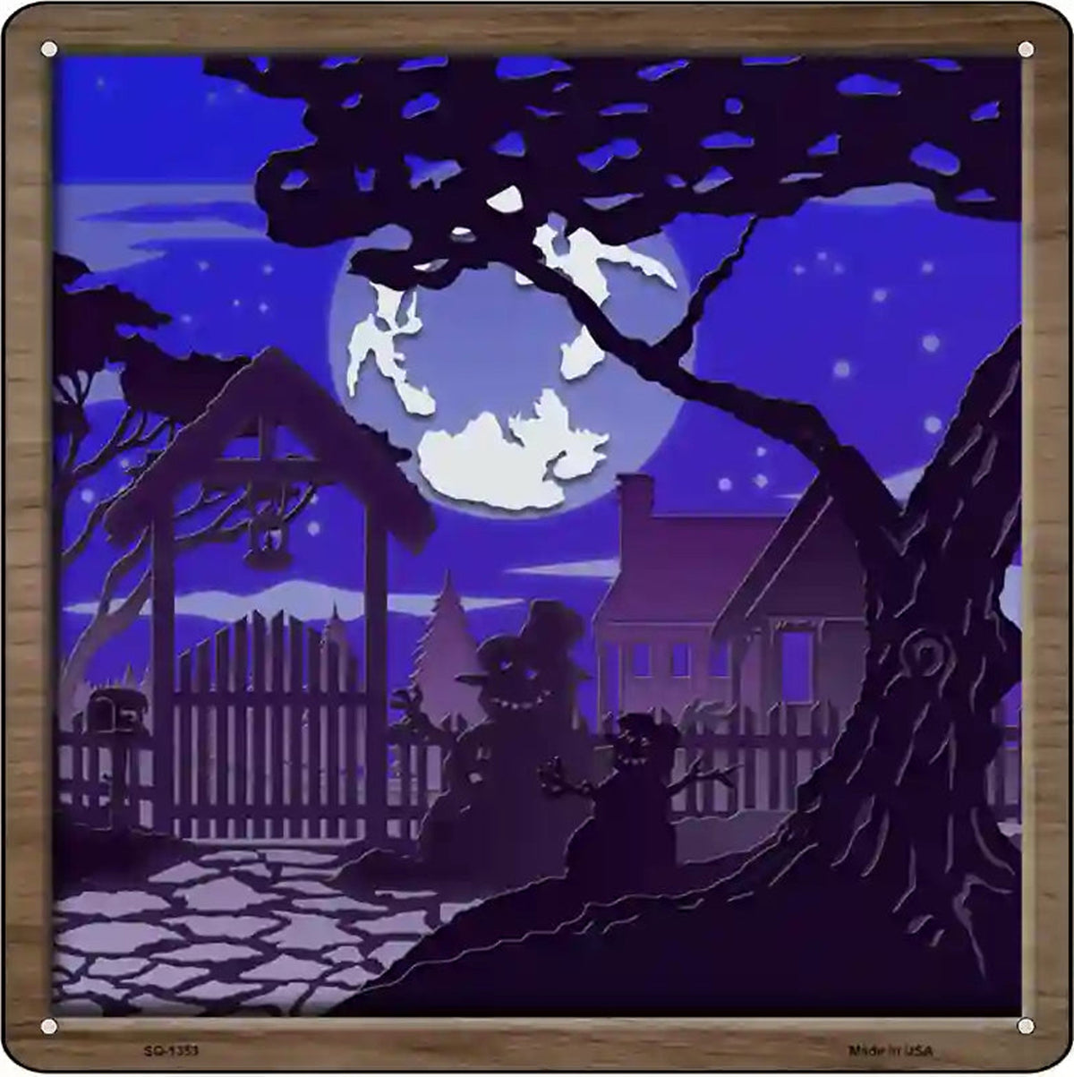 Snowmen Shadow Box Novelty Metal Square Sign
