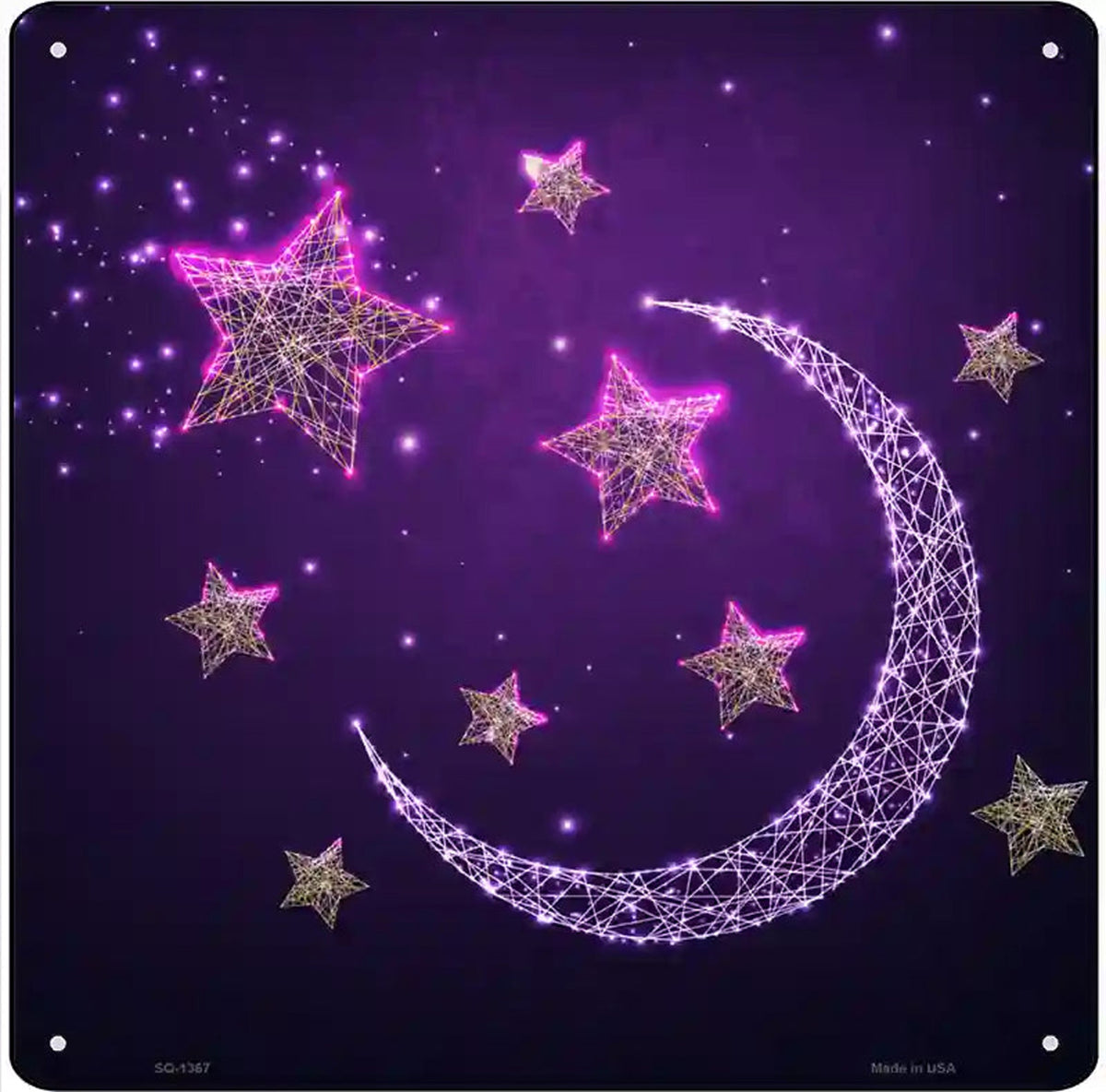 Moon and Stars Novelty Metal Square Sign
