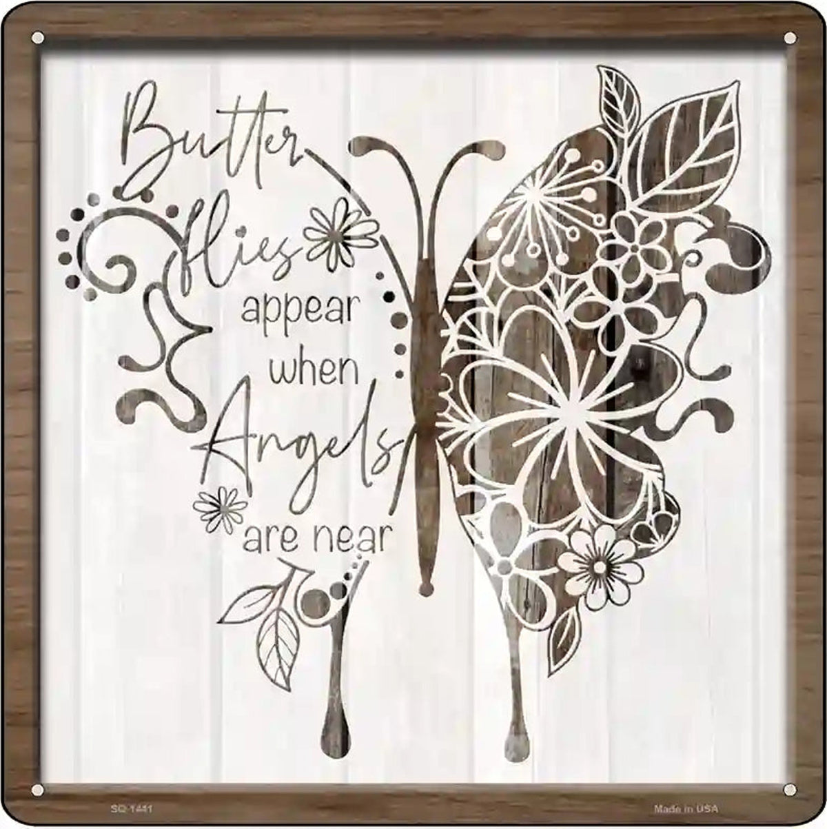 Butterflies Angels Near Novelty Metal Square Sign