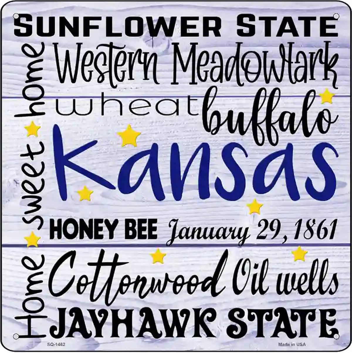 Kansas Motto Novelty Metal Square Sign