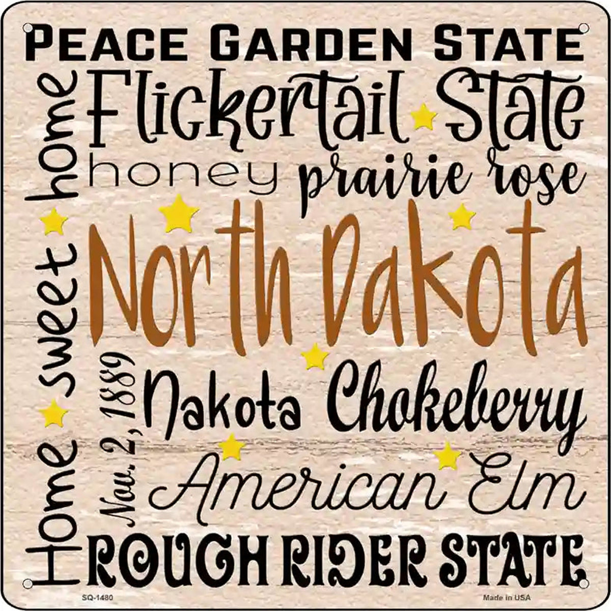North Dakota Motto Novelty Metal Square Sign