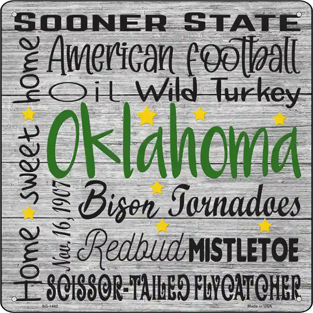 Oklahoma Motto Novelty Metal Square Sign