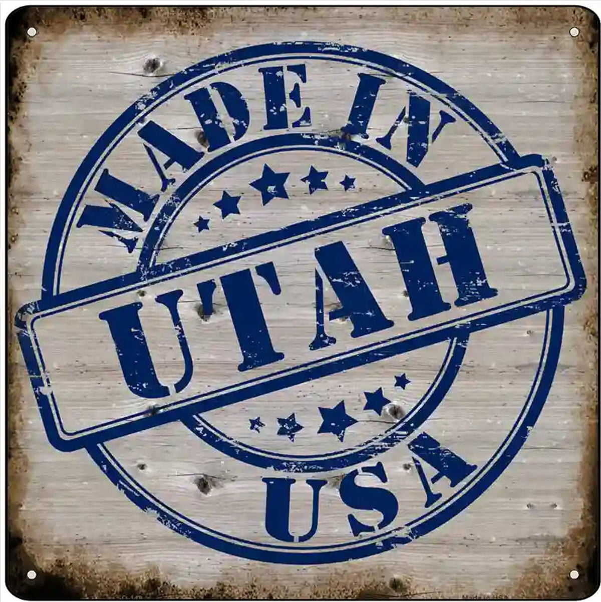 Utah Stamp On Wood Novelty Metal Square Sign