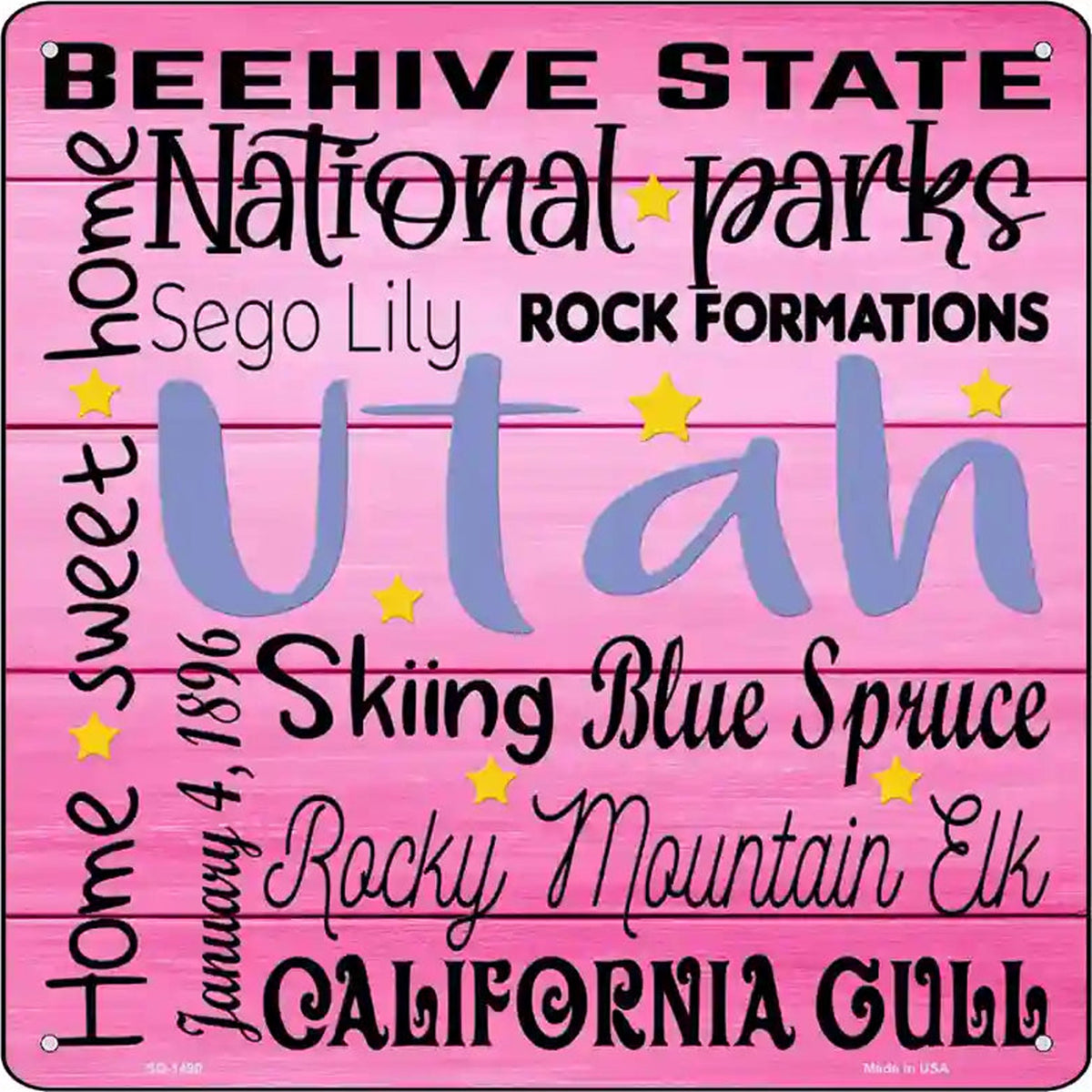 Utah Motto Novelty Metal Square Sign