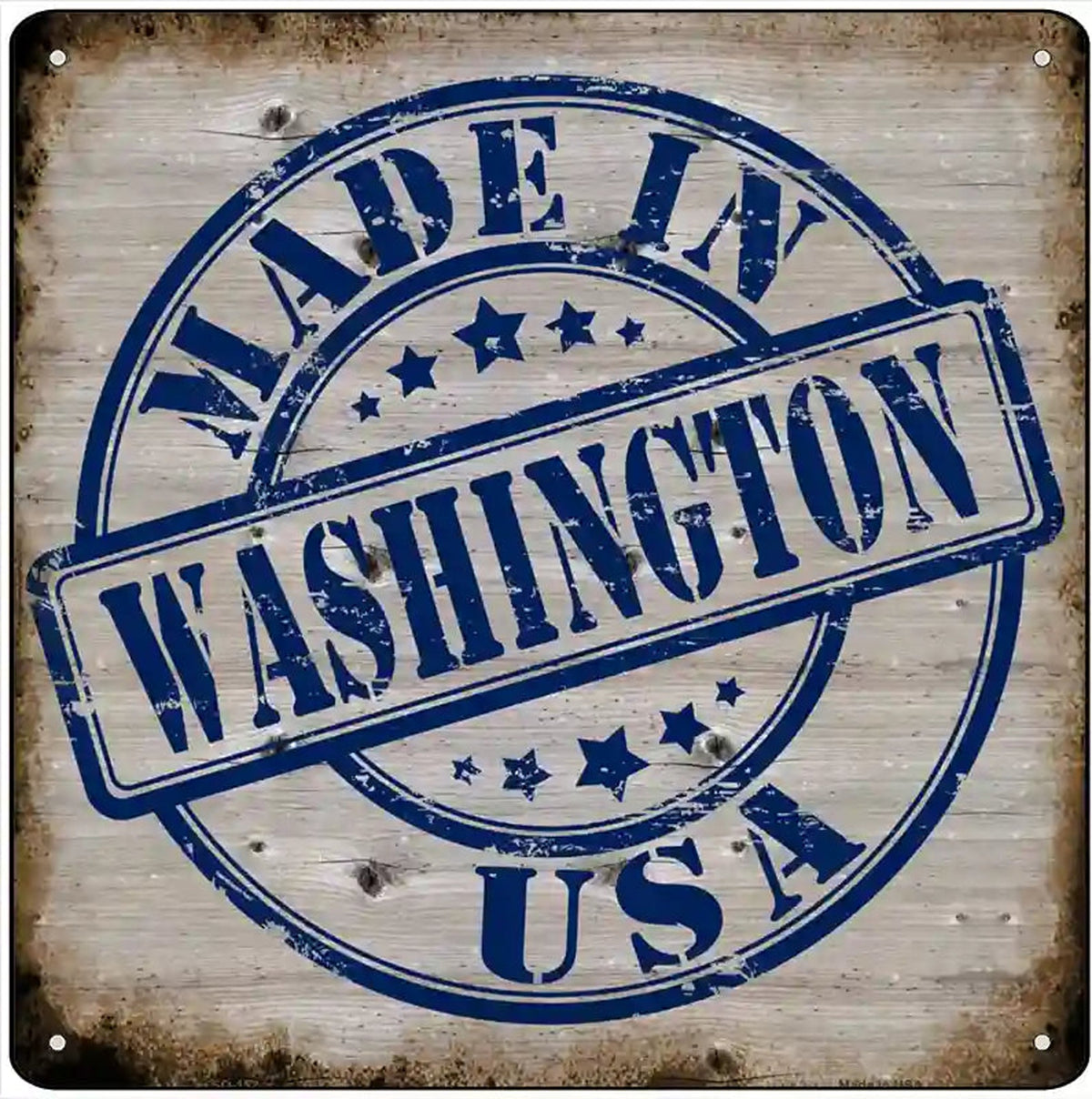 Washington Stamp On Wood Novelty Metal Square Sign