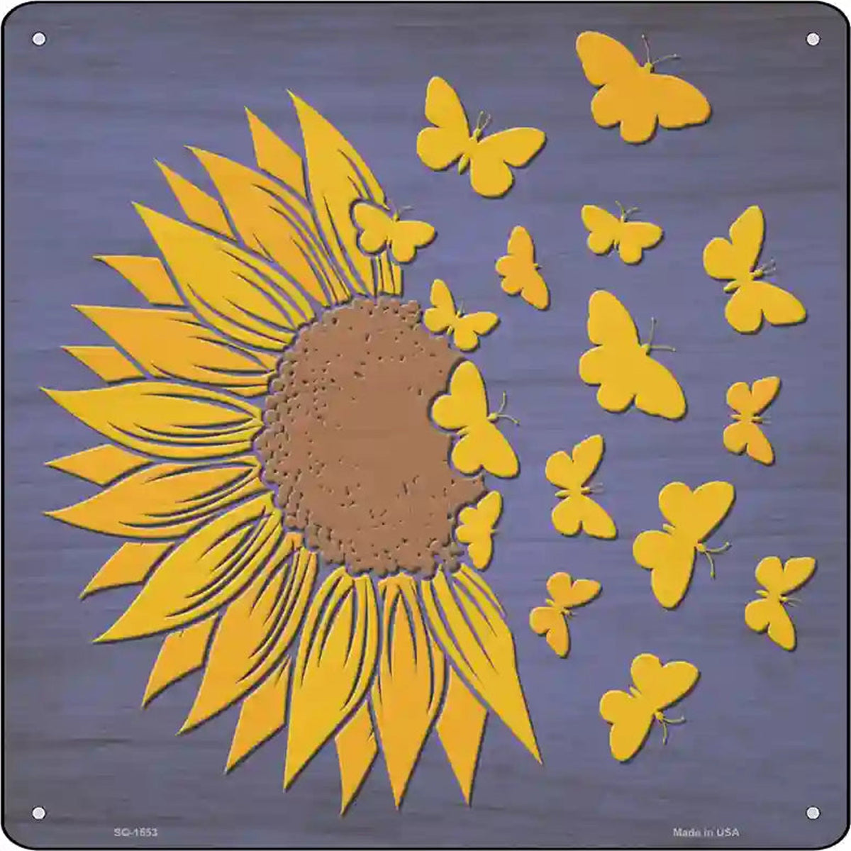 Sunflower Petals Turn To Butterflys Novelty Metal Square Sign