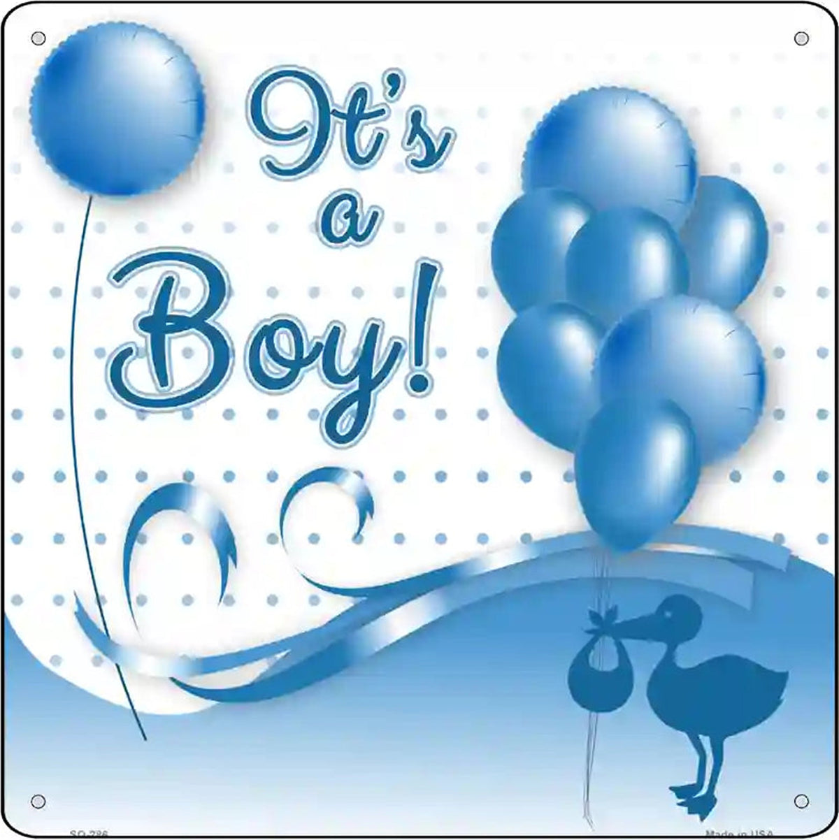 Its A Boy With Balloons Novelty Metal Square Sign