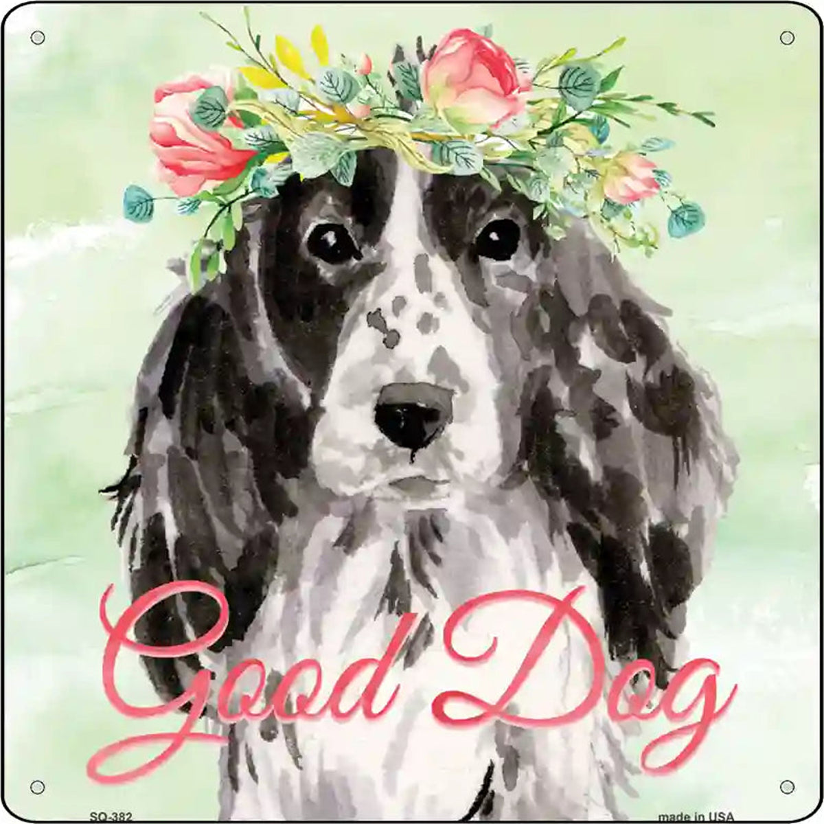 Black Cocker Spaniel Good Dog Novelty Square Sign