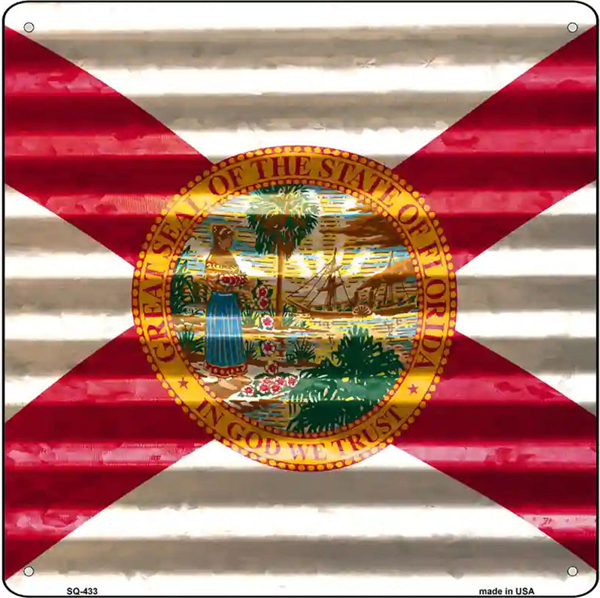 Florida Flag Corrugated Effect Novelty Square Sign