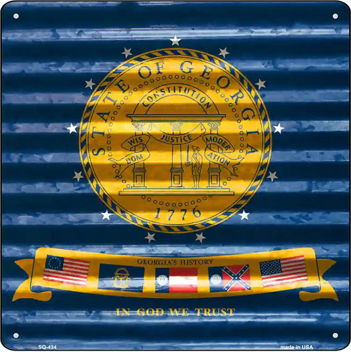 Georgia Flag Corrugated Effect Novelty Square Sign