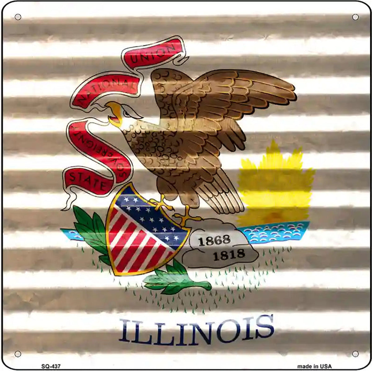 Illinois Flag Corrugated Effect Novelty Square Sign