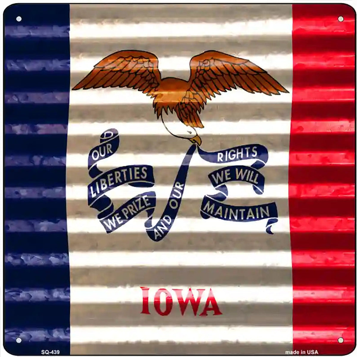 Iowa Flag Corrugated Effect Novelty Square Sign