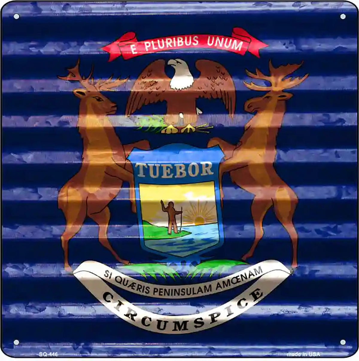 Michigan Flag Corrugated Effect Novelty Square Sign
