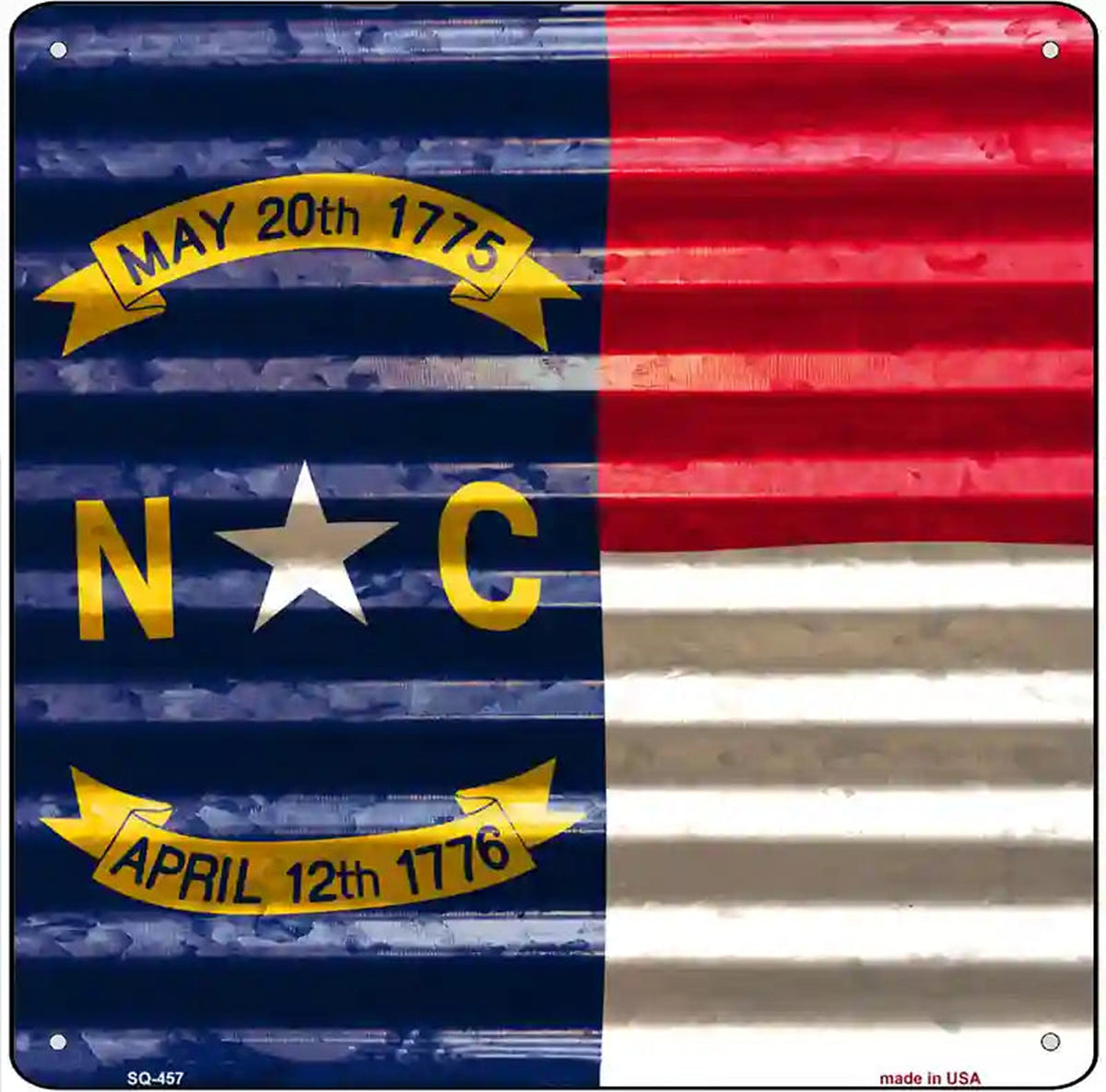 North Carolina Flag Corrugated Effect Novelty Square Sign
