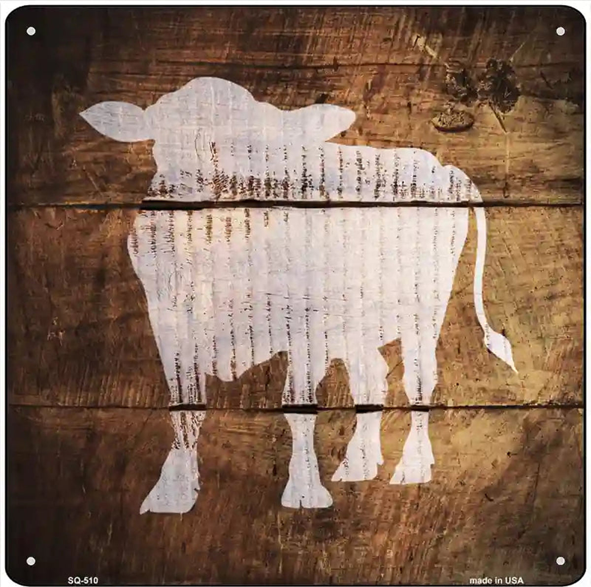 Cow Painted Stencil Novelty Square Sign