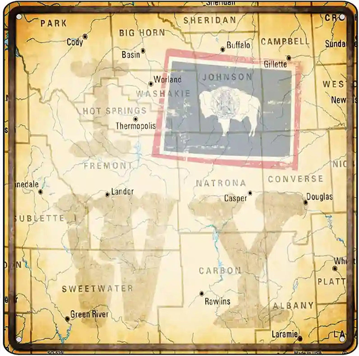I Map WY Novelty Square Sign