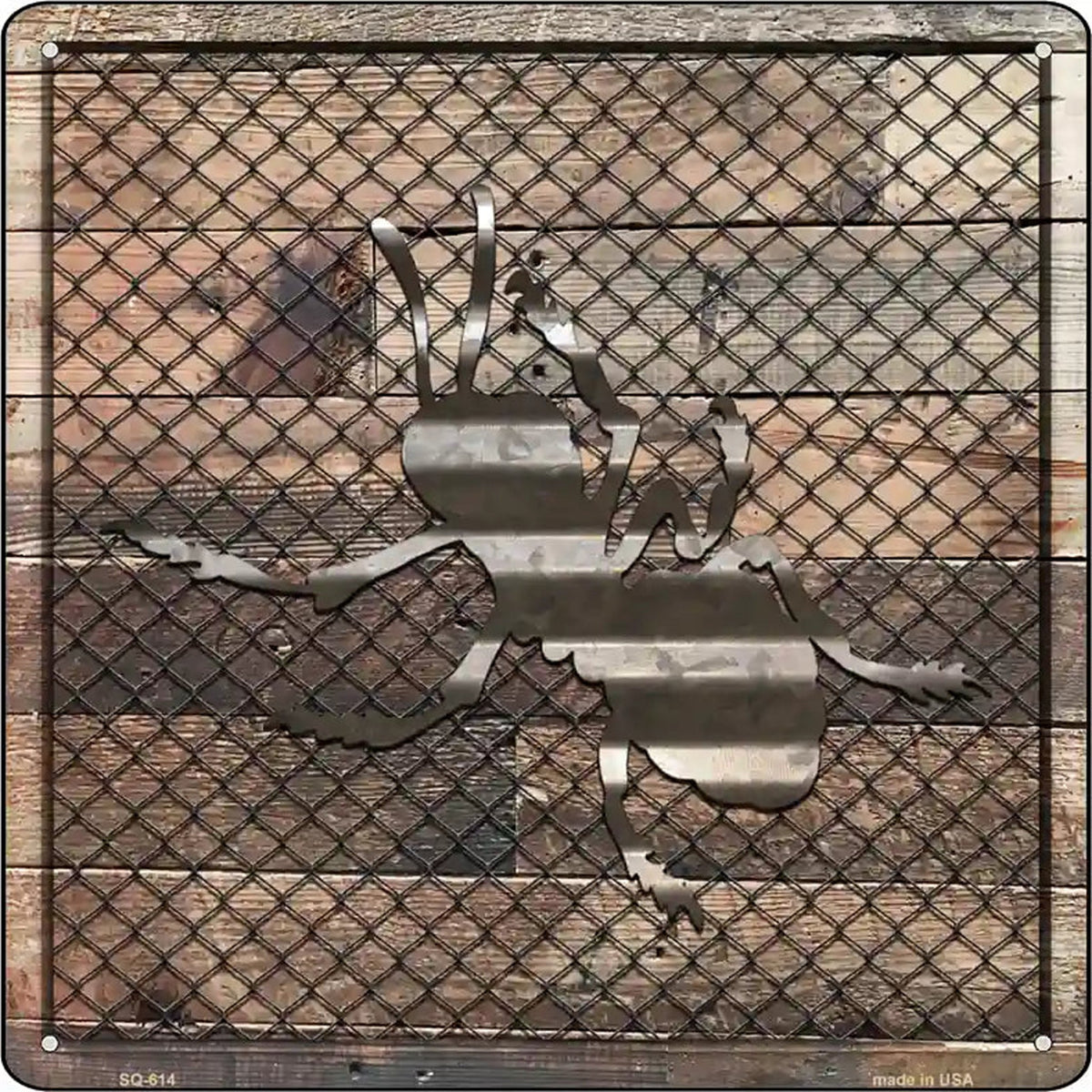 Corrugated Ant on Wood Novelty Metal Square Sign