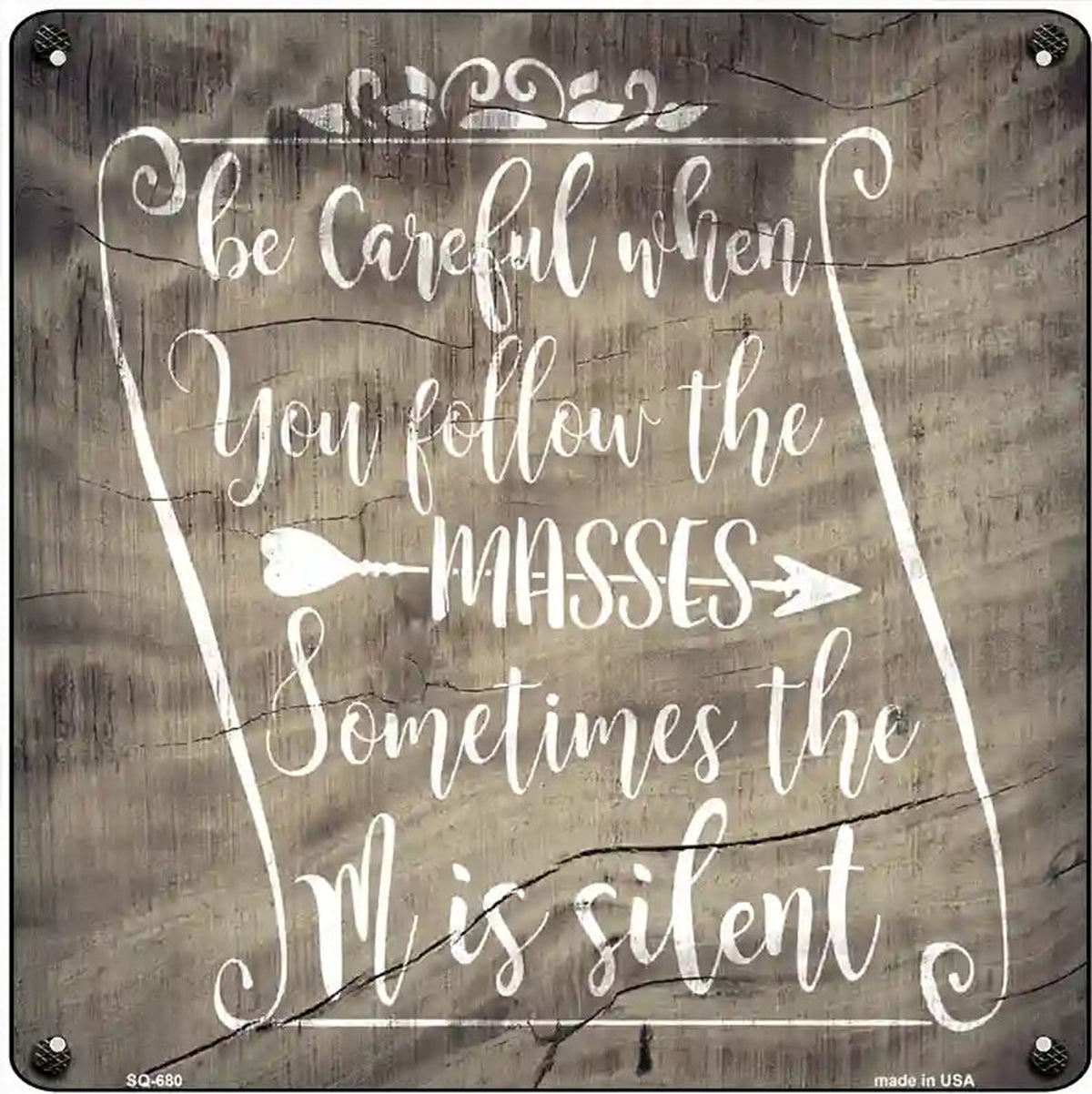 The M Is Silent Novelty Metal Square Sign