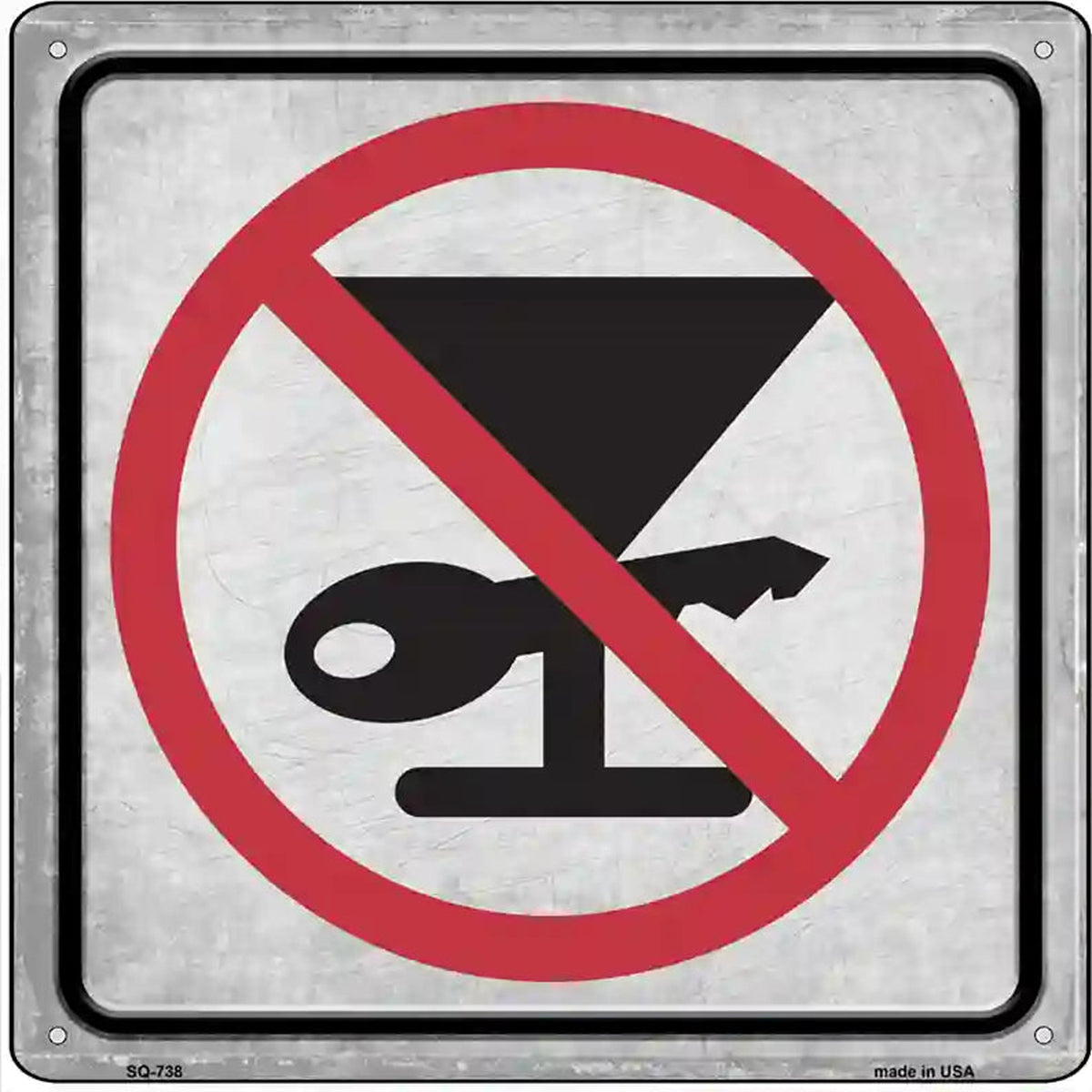 No Drinking and Driving Novelty Metal Square Sign