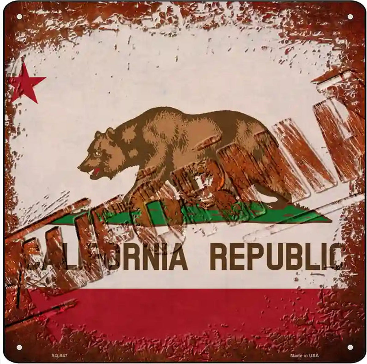 California Rusty Stamped Novelty Metal Square Sign