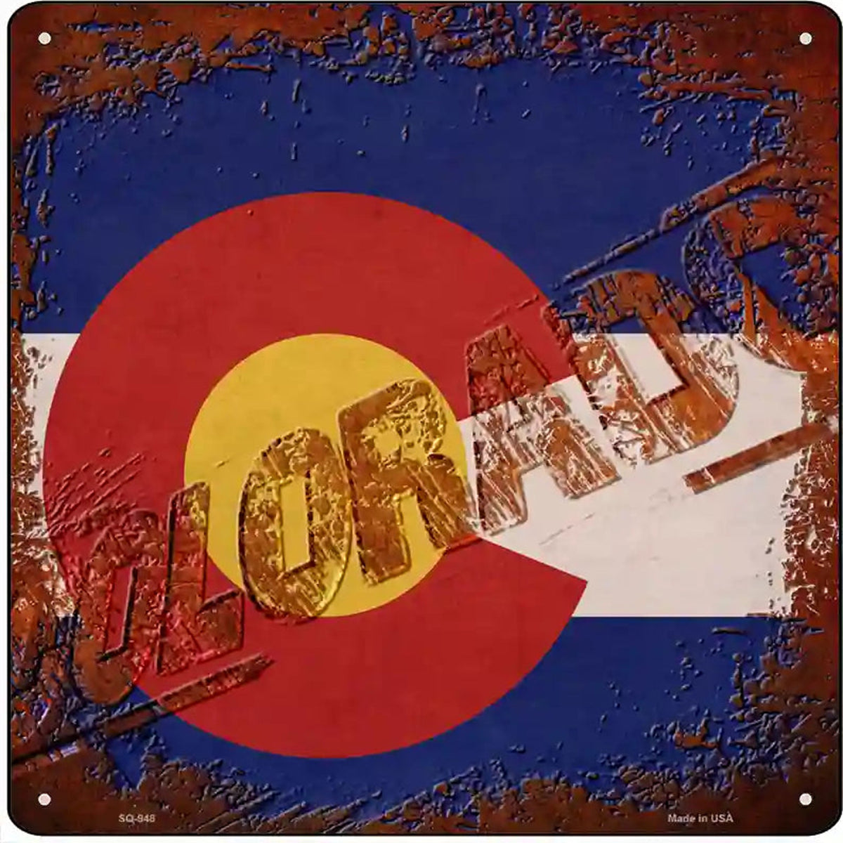 Colorado Rusty Stamped Novelty Metal Square Sign