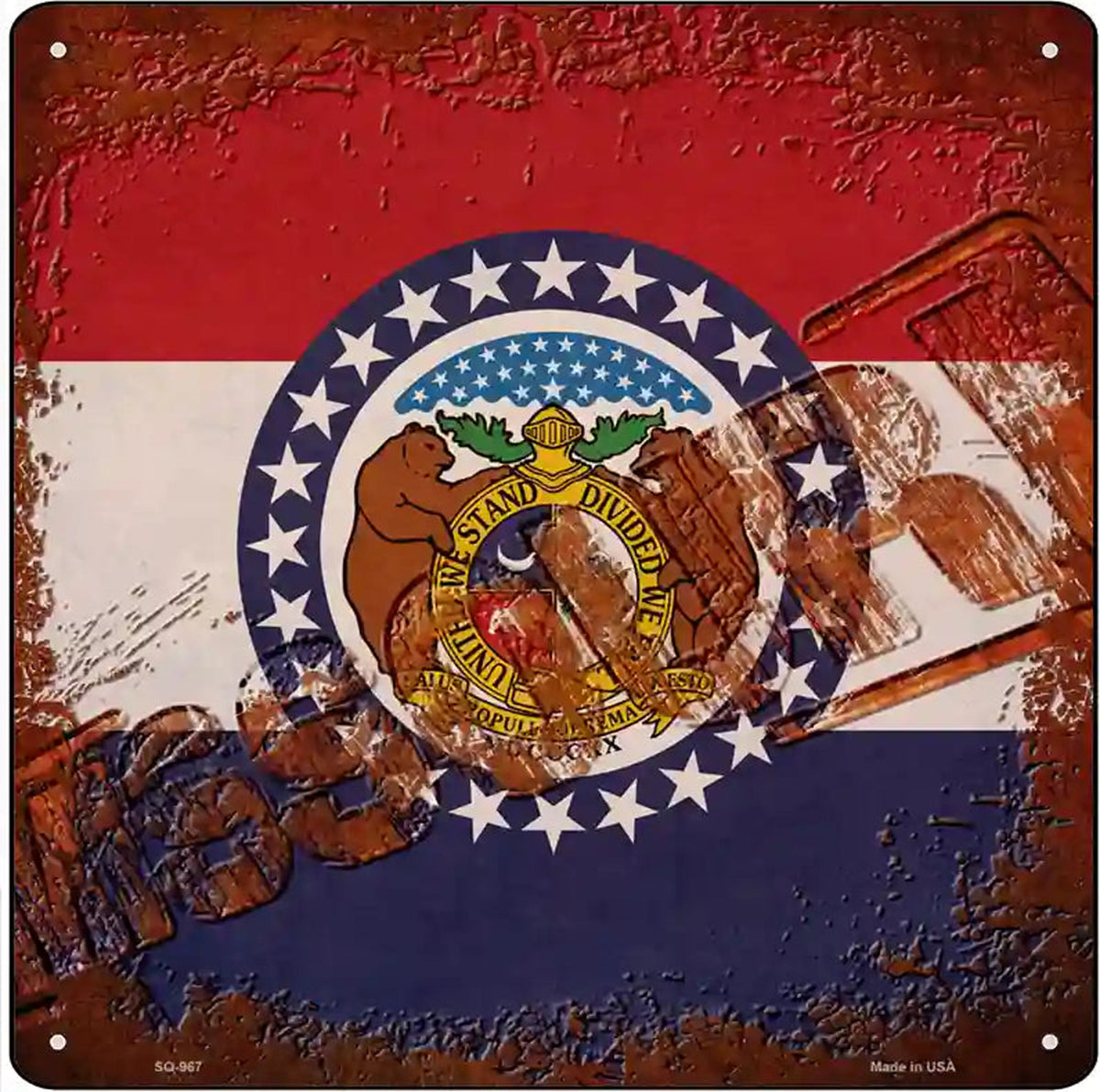 Missouri Rusty Stamped Novelty Metal Square Sign