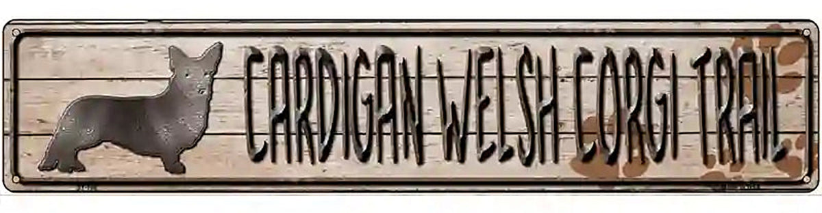 Cardigan Welsh Corgi Trail Novelty Metal Street Sign