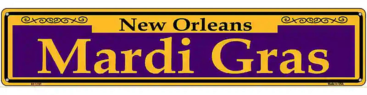 Mardi Gras Purple Novelty Metal Street Sign