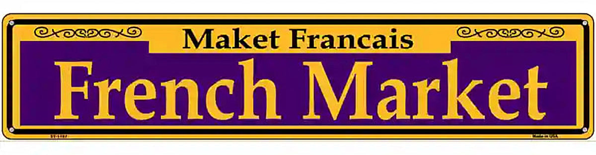 French Market Purple Novelty Metal Street Sign