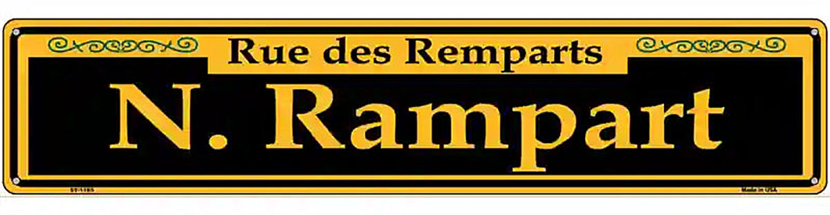 N. Rampart Yellow Novelty Metal Street Sign