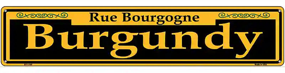 Burgundy Yellow Novelty Metal Street Sign