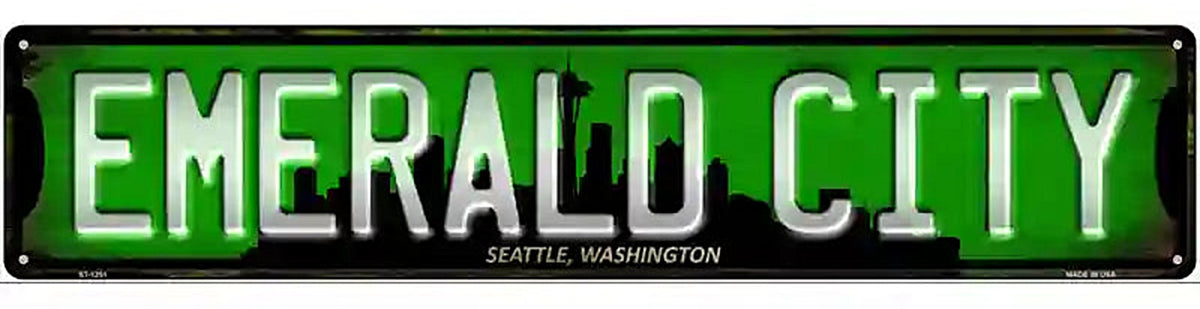 Seattle Washington Emerald City Novelty Metal Street Sign