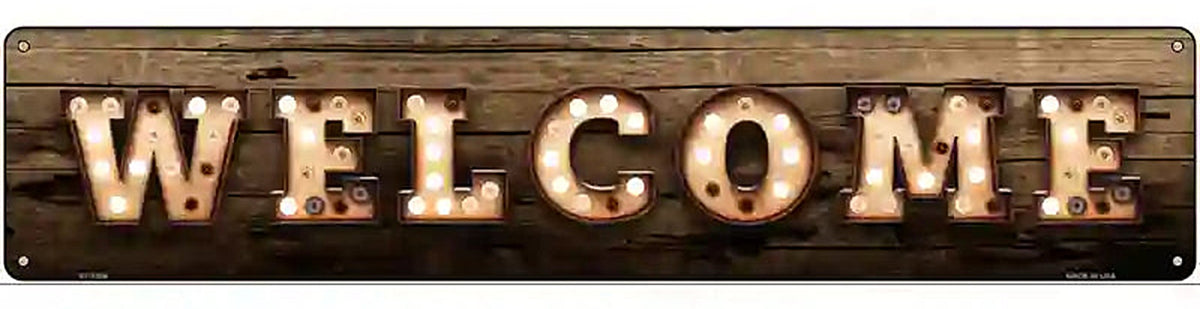Welcome Horizontal Bulb Lettering Novelty Metal Street Sign