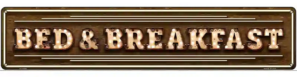 Bed and Breakfast Bulb Lettering Novelty Metal Street Sign