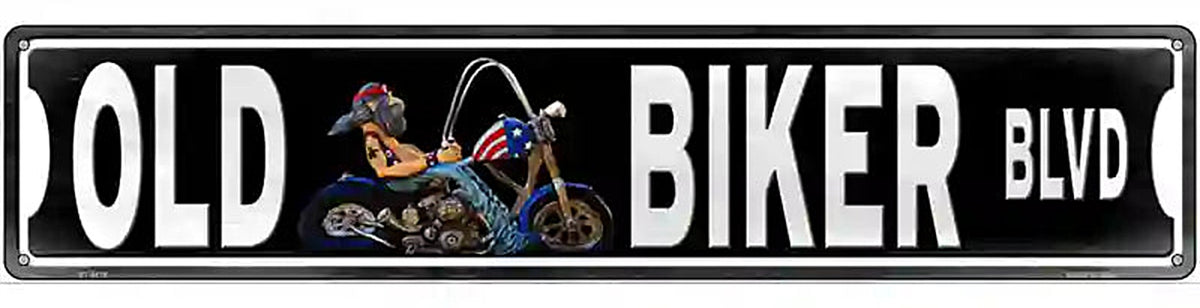 Old Biker Novelty Metal Street Sign