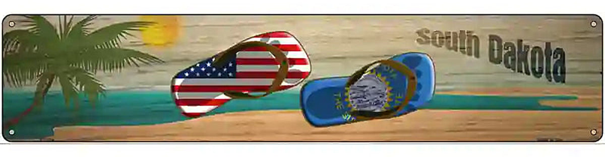 South Dakota Flag and US Flag Novelty Metal Street Sign