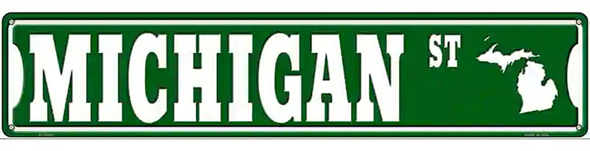 Michigan St Silhouette Novelty Metal Street Sign