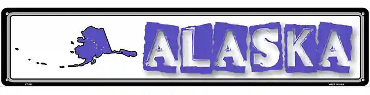Alaska State Outline Novelty Metal Vanity Street Sign