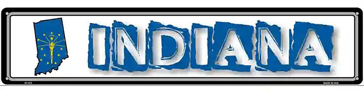 Indiana State Outline Novelty Metal Vanity Street Sign