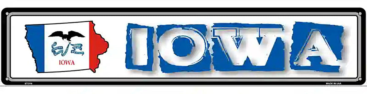 Iowa State Outline Novelty Metal Vanity Street Sign