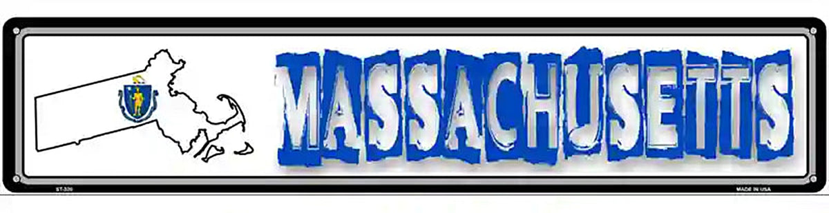 Massachusetts State Outline Novelty Metal Vanity Street Sign
