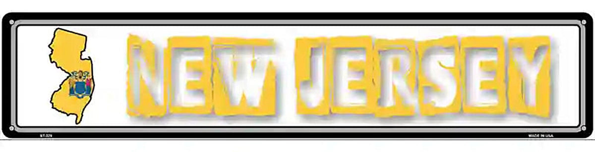 New Jersey State Outline Novelty Metal Vanity Street Sign