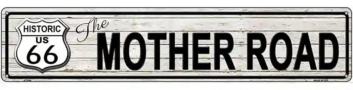 Route 66 Mother Road Grey Metal Novelty Street Sign