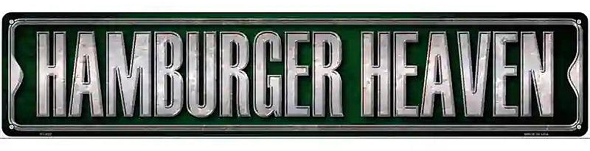 Hamburger Heaven Metal Novelty Street Sign