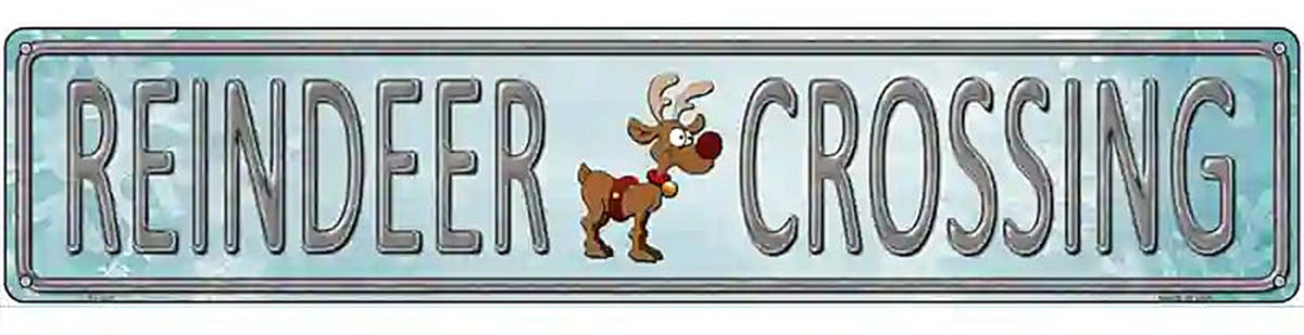 Reindeer Crossing Novelty Metal Street Sign